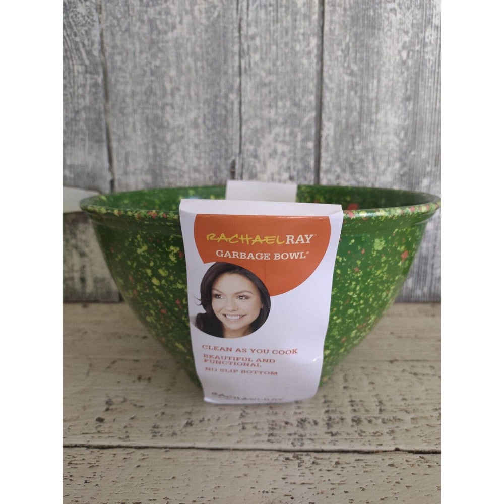 RACHEL RAY 10'' GREEN CONFETTI MELAMINE GARBAGE BOWL RARE COLOR NEW